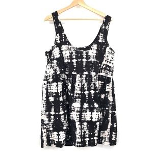Volcom mini dress tunic top babydoll style black white surf beach causal L Women